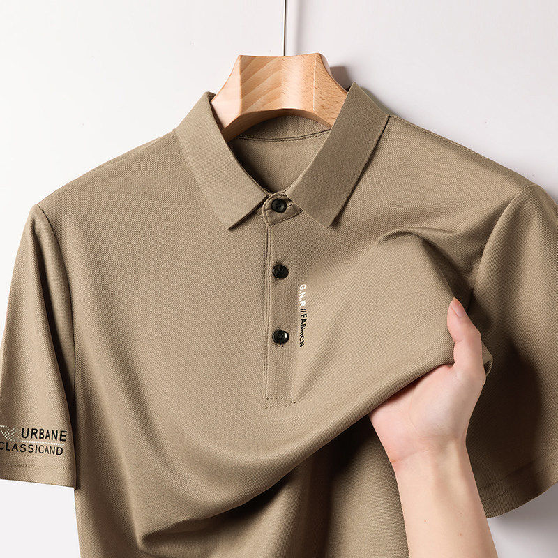 Miniaturbild: New Men's Business Casual Short Sleeved Shirt with Badge Solid Color Polo Shirt 