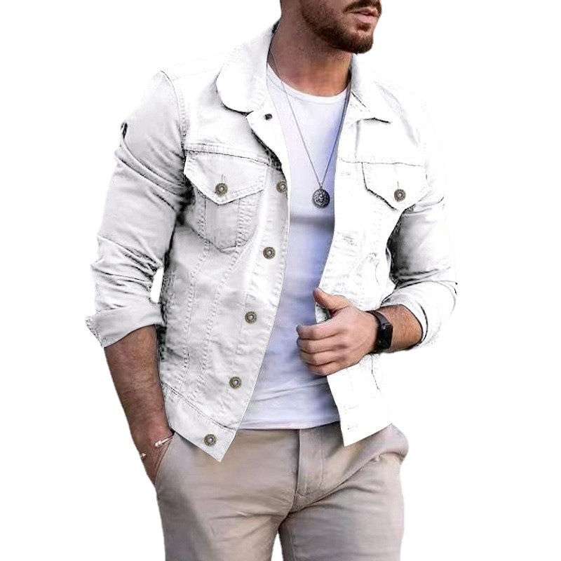 Miniaturbild: Hip-hop Men's Denim Jackets Streetwear Casual Cotton Classic Slim Jeans Coat Mal