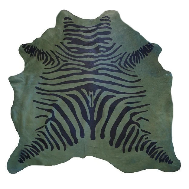 alfombra piel de vaca pelo natural cebra verde