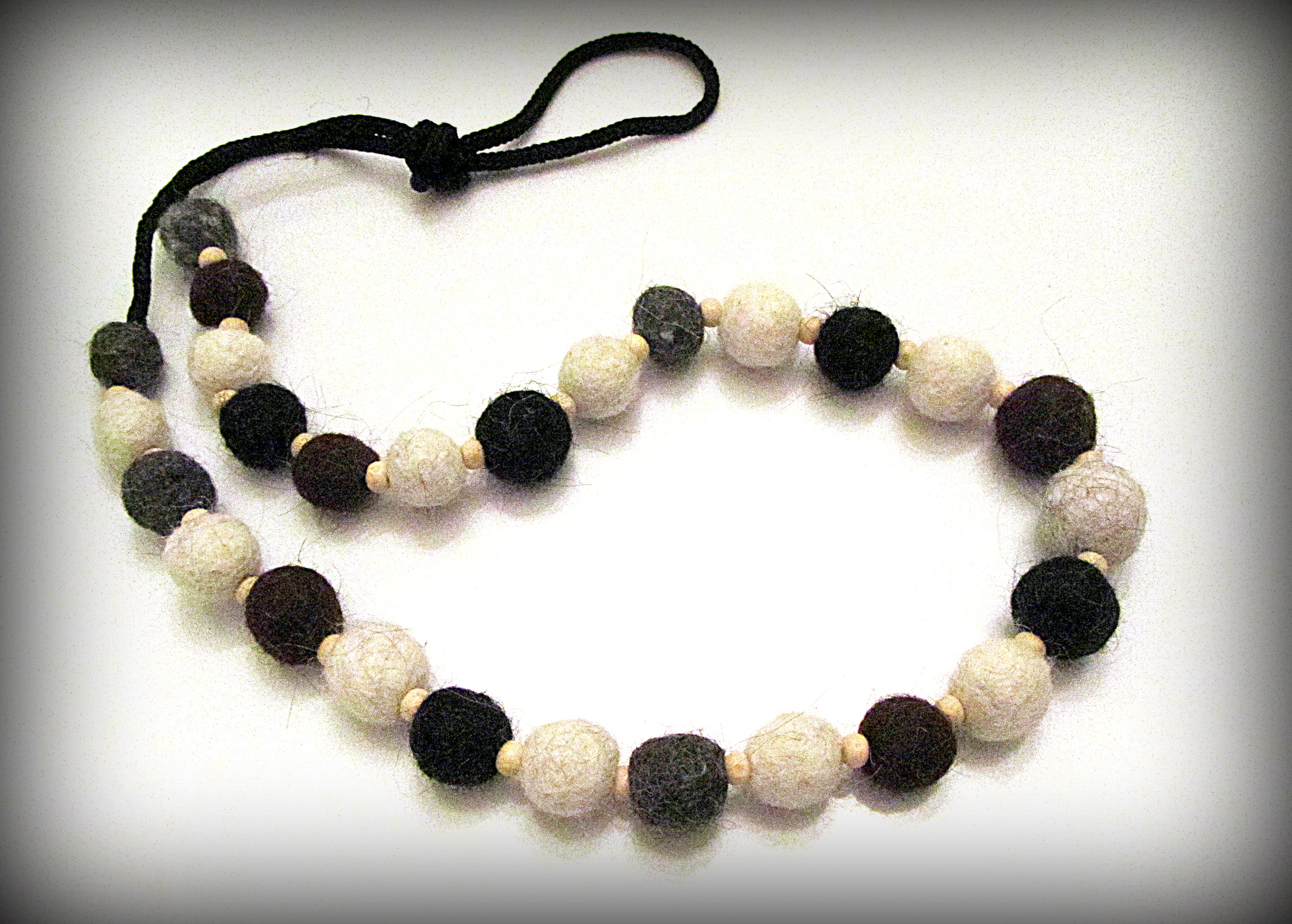 Necklace made of alpaca fiber beads