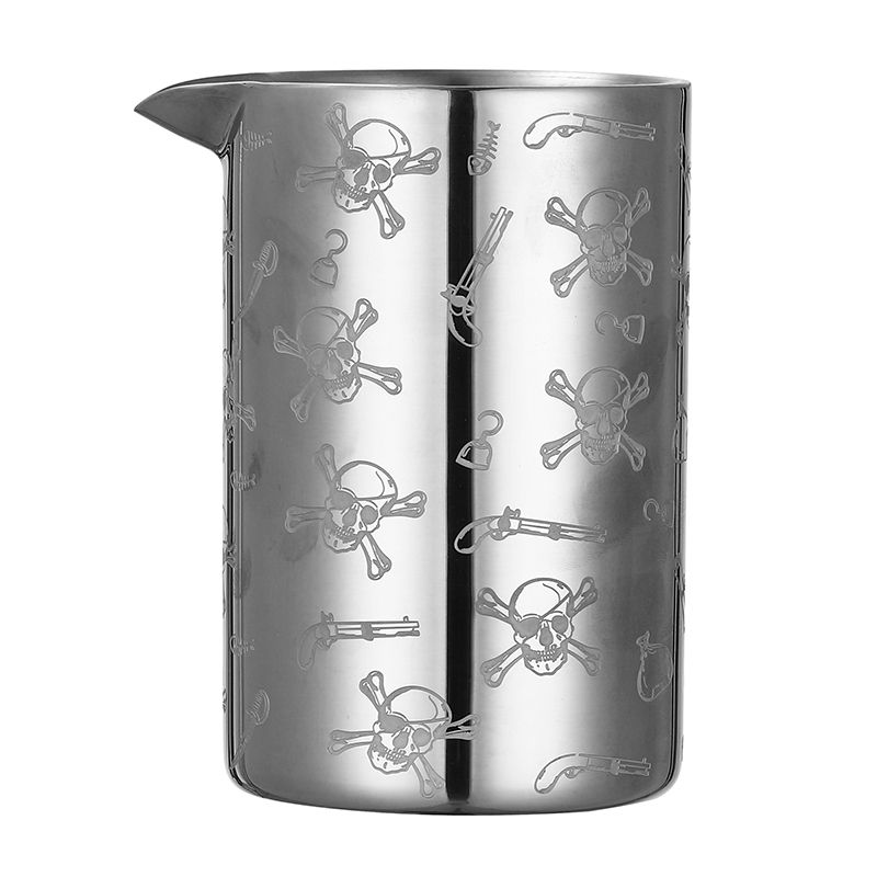 Thumbnail: Cocktail Mixing Glass Etched W Spirit Pattern Double Walled Stainless Steel Pitc