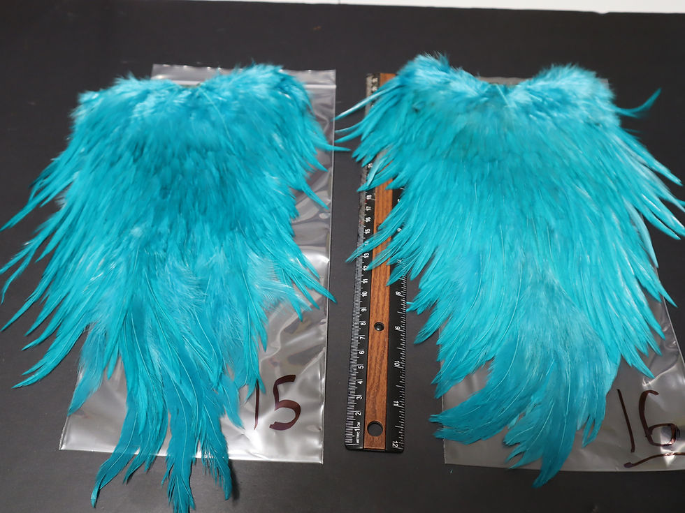 Thumbnail: Our Large Super Select AAA Green Blue Rooster Saddles - Greenish Blue