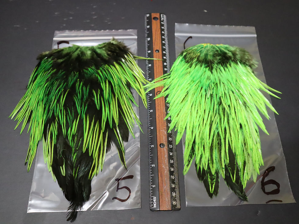 Thumbnail: Our Super Select AAA Chartreuse Green Dyed Badger Rooster Saddles