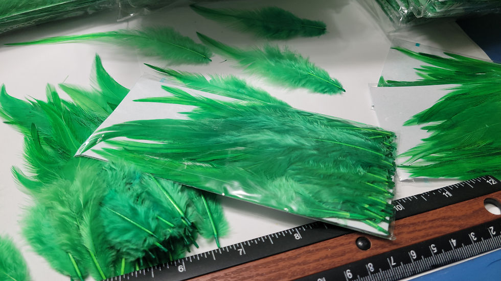 Miniature : Nos Paquets de Hackle de Coq (4 - 6 Pouces) Teints Vert Highlander