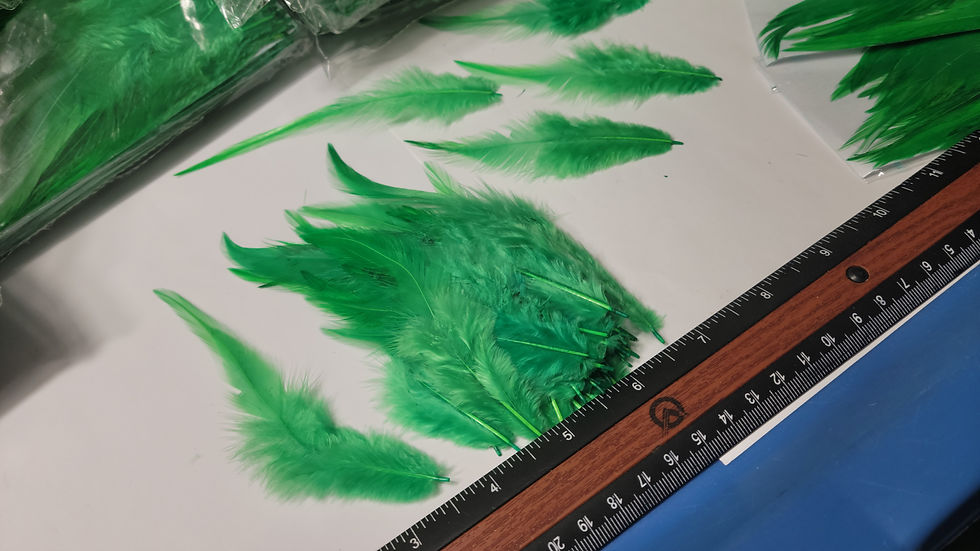 Miniature : Nos Paquets de Hackle de Coq (4 - 6 Pouces) Teints Vert Highlander