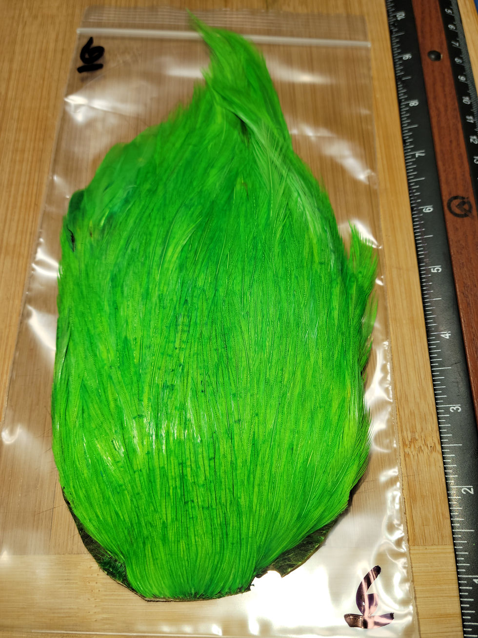 Thumbnail: Neck- Rooster Cape Super Select AAA Natural Badger Green Dyed Highlander 1-14