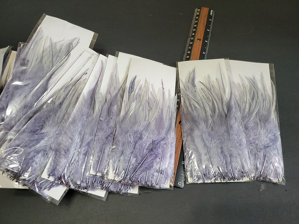 Miniature : Nos Paquets de Hackle de Coq (4 - 6 Pouces) Teints BLUE DUN