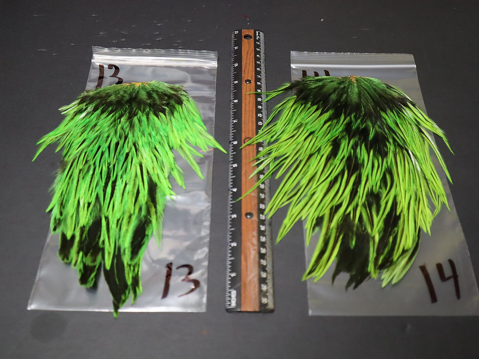 Thumbnail: Our Super Select AAA Chartreuse Green Dyed Badger Rooster Saddles