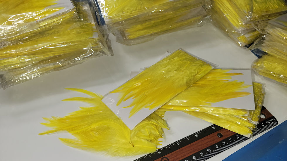 Miniature : Nos Paquets de Hackle de Coq (4 - 6 Pouces) Teints Jaune
