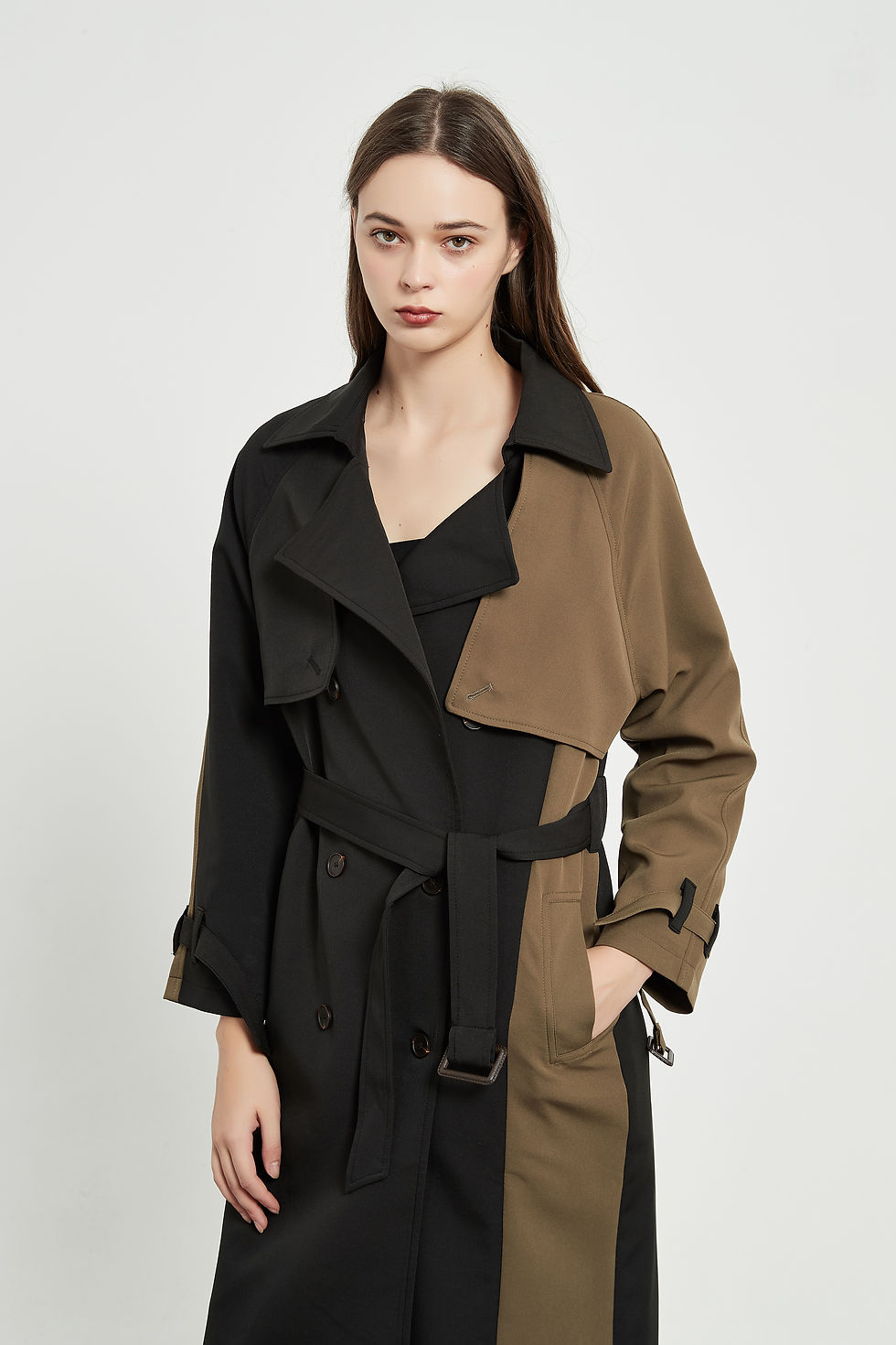Thumbnail: Camel Patchwork Trench Coat