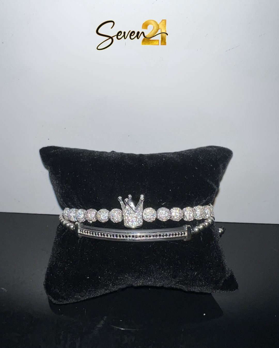 2pcs luxury stainless steel crown bracelet