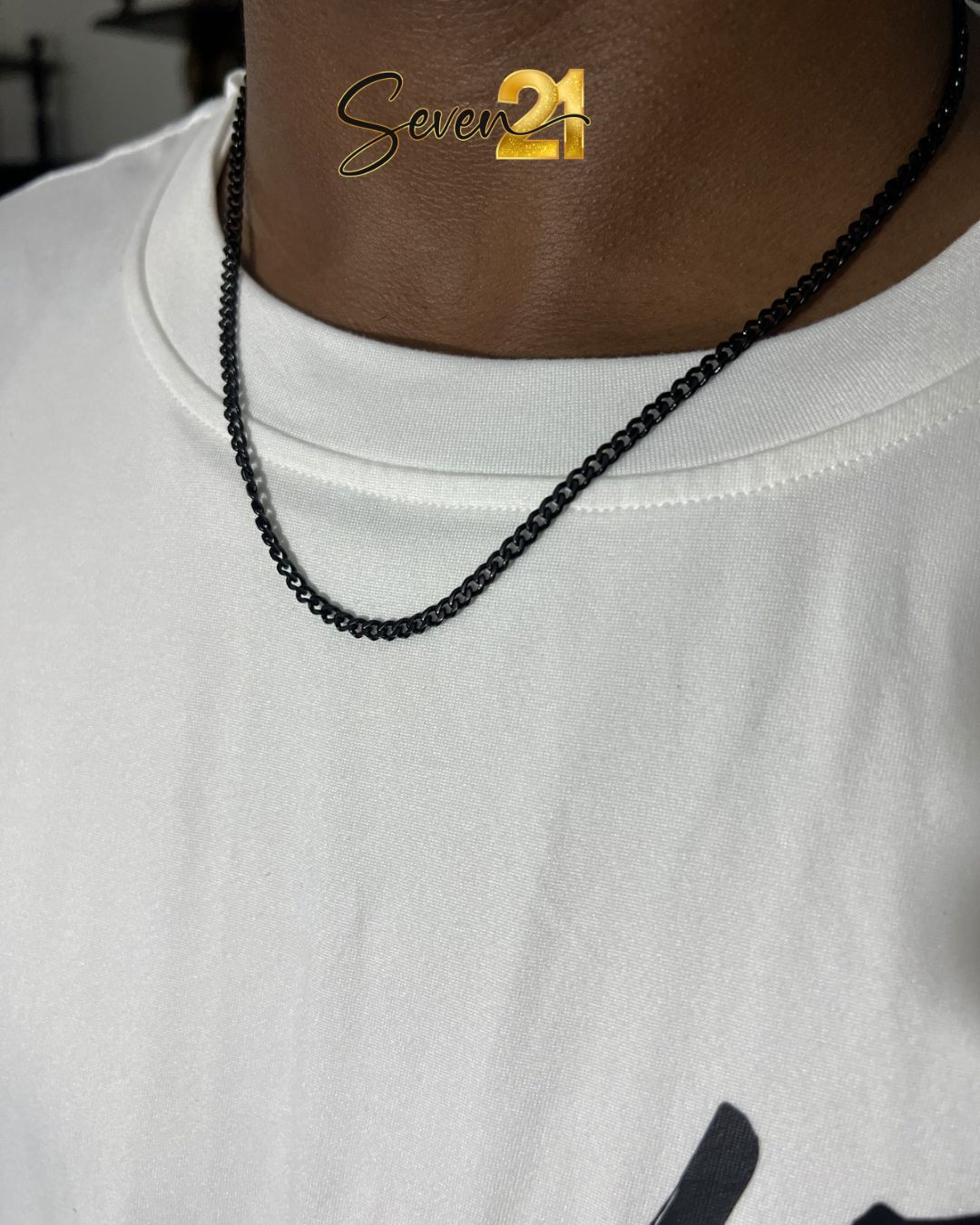Black cuban link chain 3mm (short)