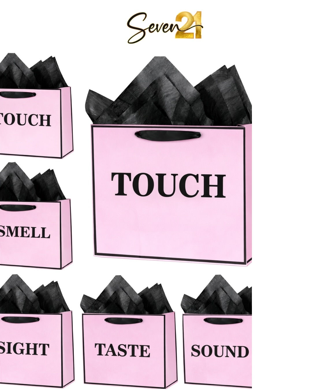 5 senses pink & black gift bags