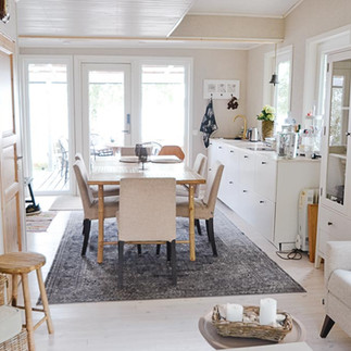 Yhdistetty olohuonekeittiö muutoksen jälkeen