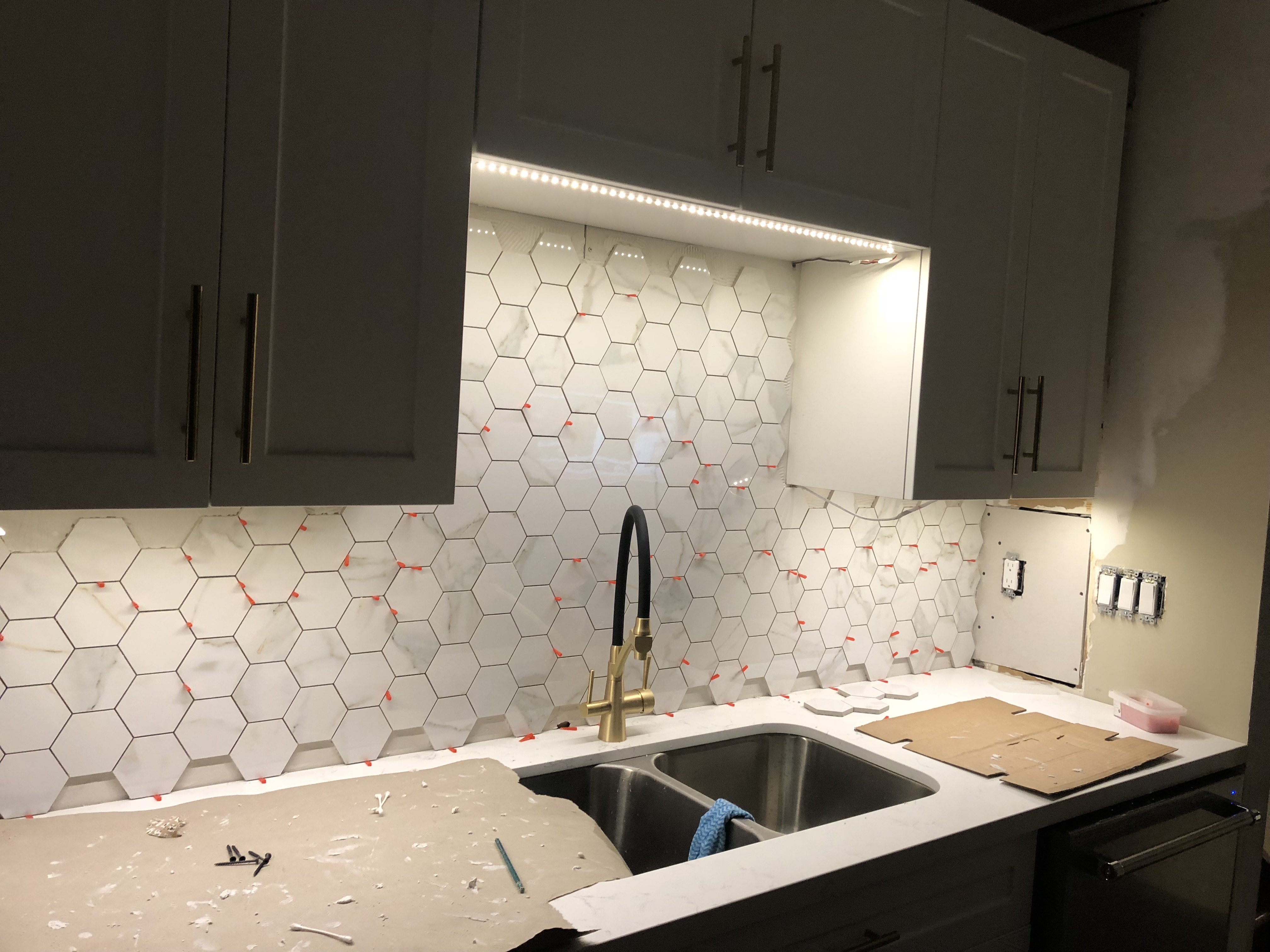 White Octagon Backsplash