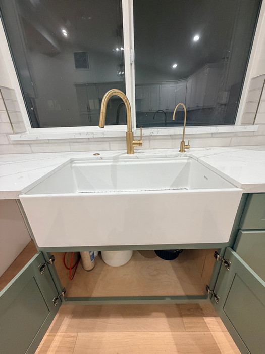 Modern farmhouse sink installed by a plumber in Orange County