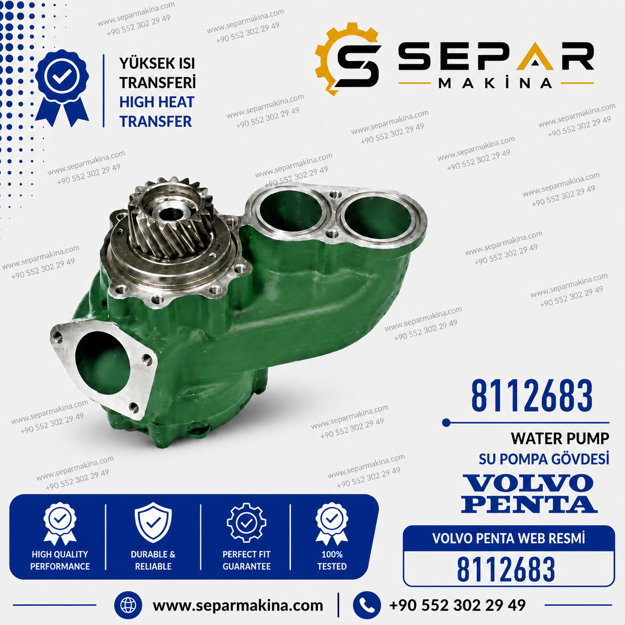 VOLVO PENTA DEVİRDAİM SU POMASI, 8112683, 8113157, 8113431, 8149937