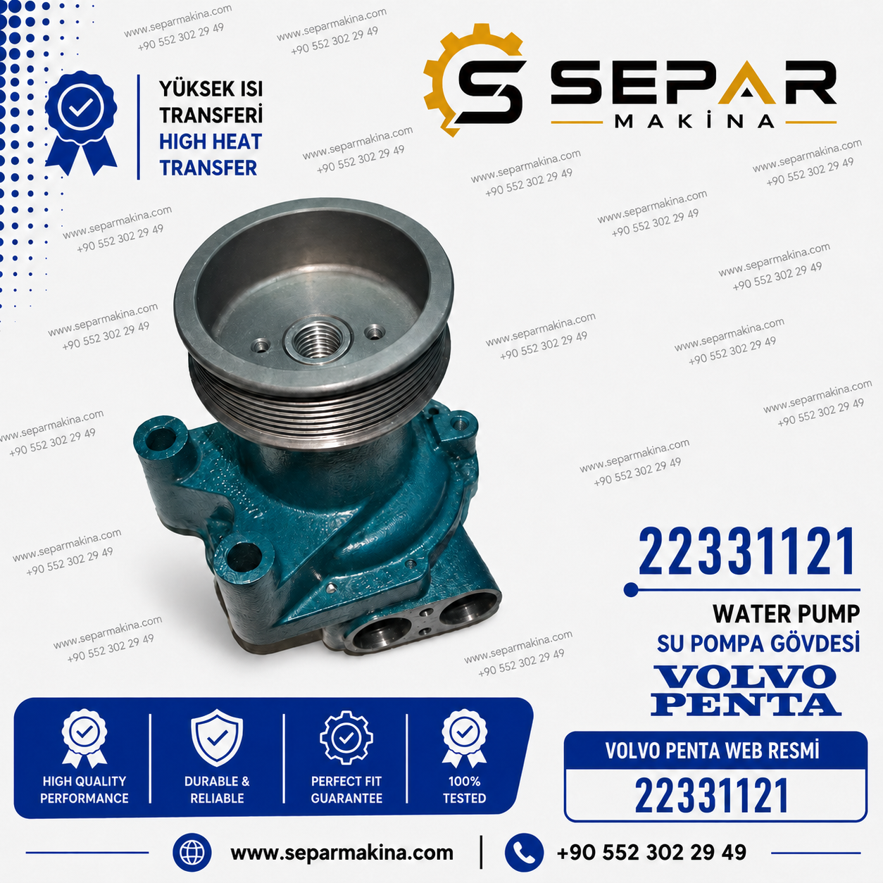 VOLVO PENTA TWD1663GE WATER PUMP, DEVİRDAİM, SU POMPASI 22331121