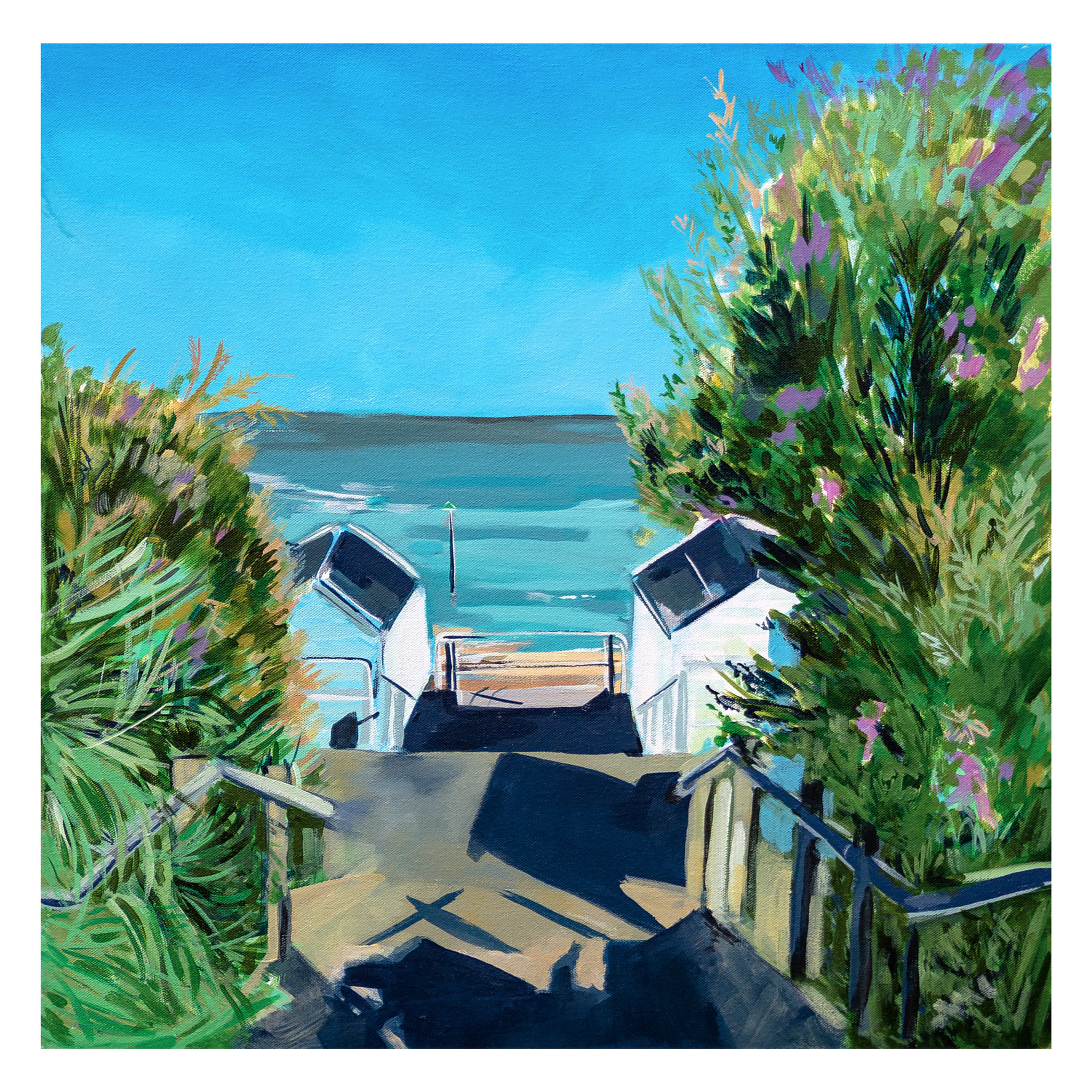 The Dip Old Felixstowe, Suffolk, Framed 64cmx64cm, Acrylic