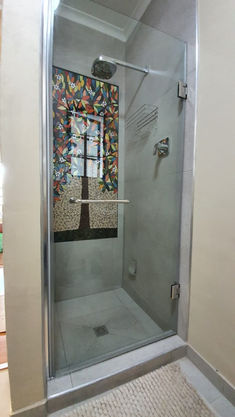 Frameless Glass Hinged Door Panel. 8mm Clear Toughened Safety Glass