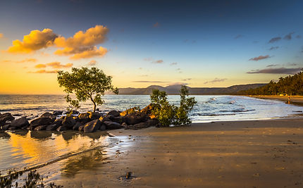 colourful sunrise 4 mile beach tropical Port Douglas Coral sea clear calm ocean morning no