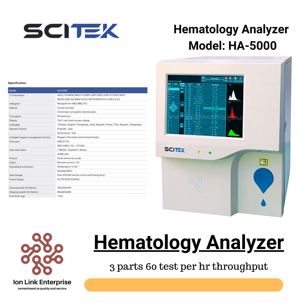 Scitek Hematology Analyzer 3 and 5 parts