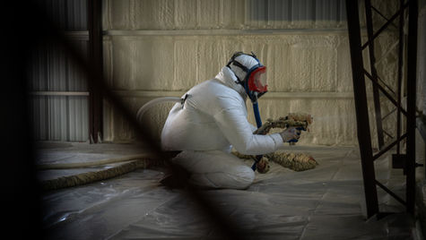 spray foam application in commercial building