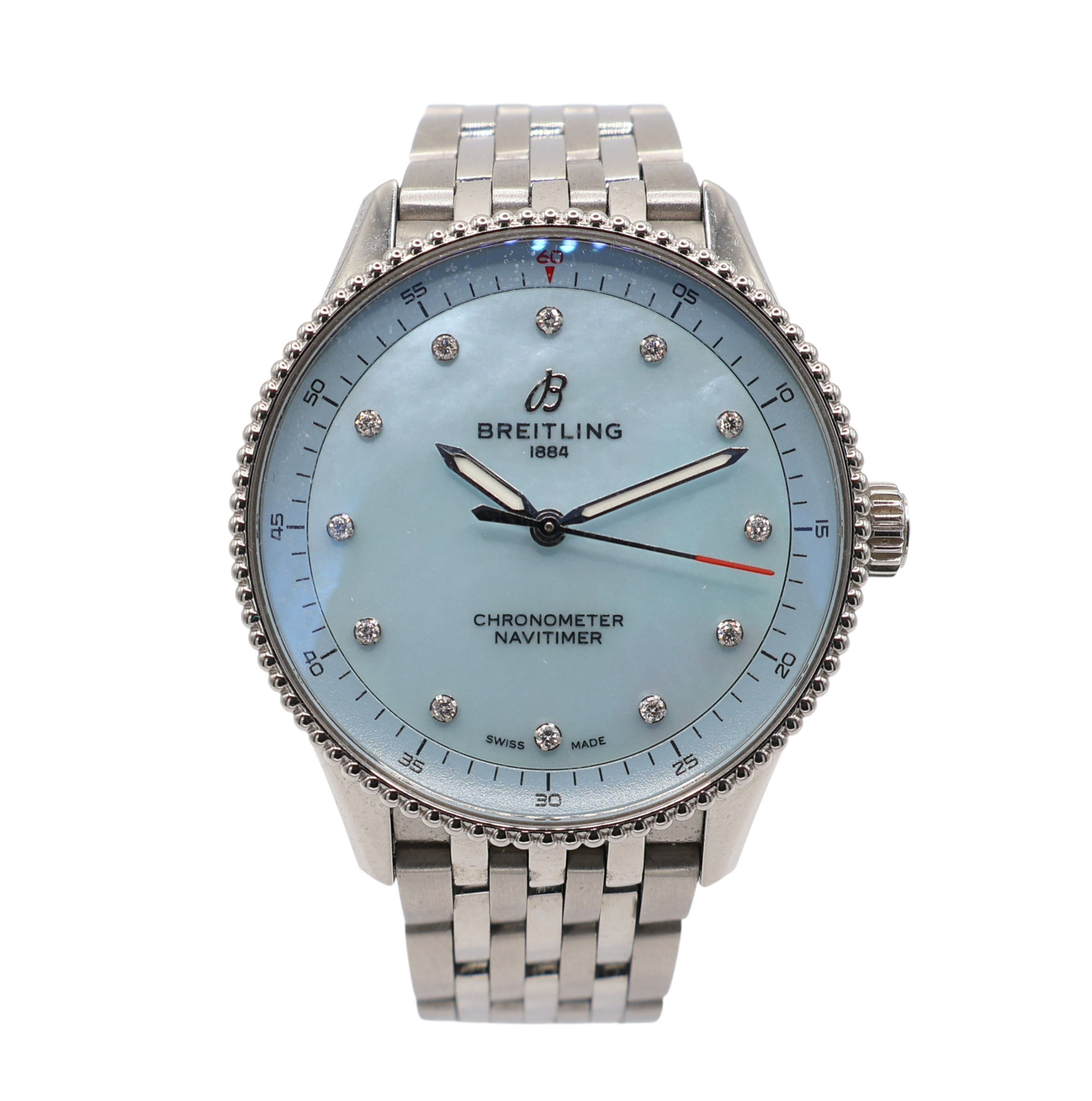 Breitling Navitimer 32 – Blue Mother-of-Pearl Diamond Dial | Box & Papers