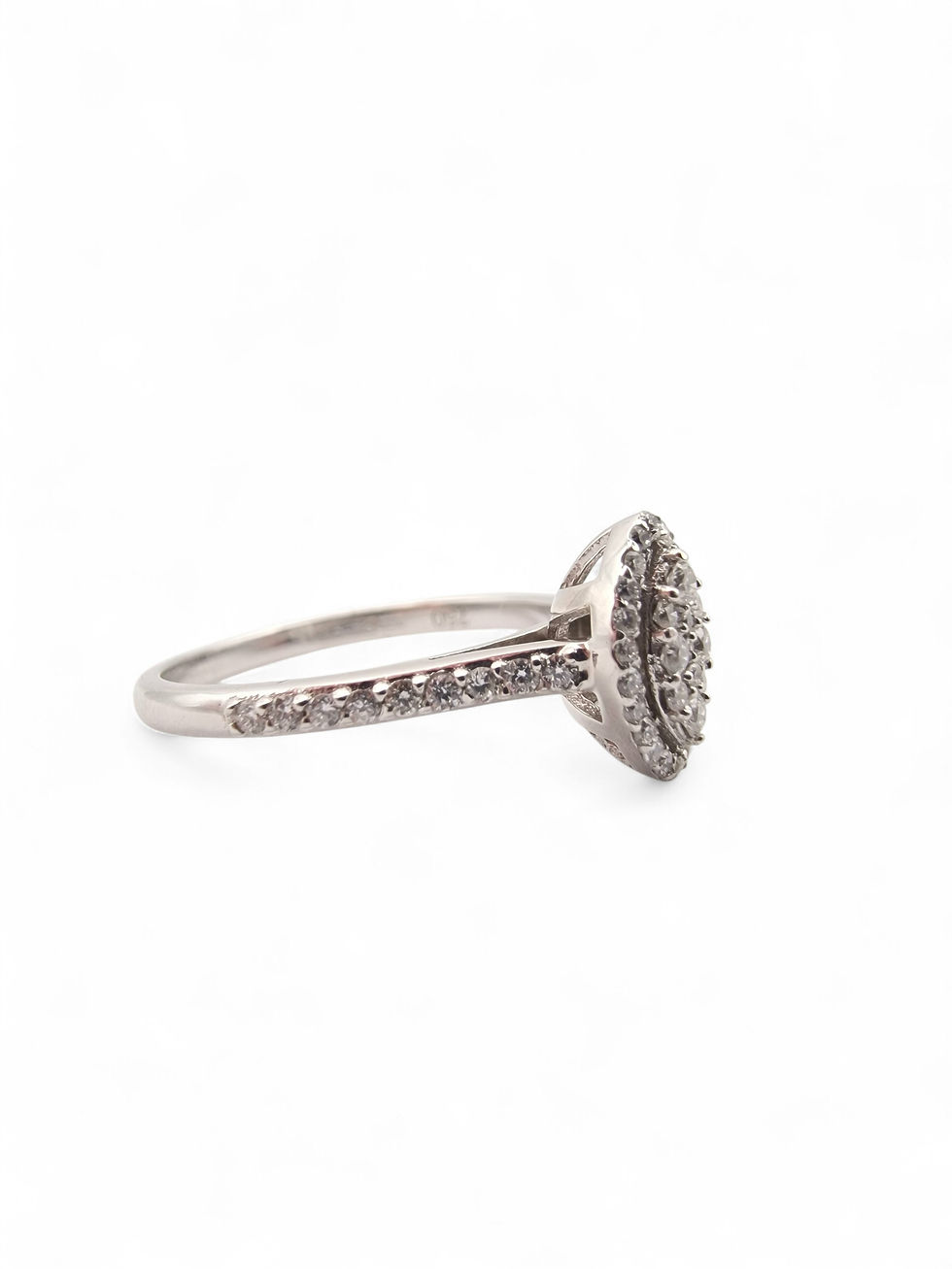 Thumbnail: 18ct White Gold Marquise Diamond Halo Ring – 0.60ct
