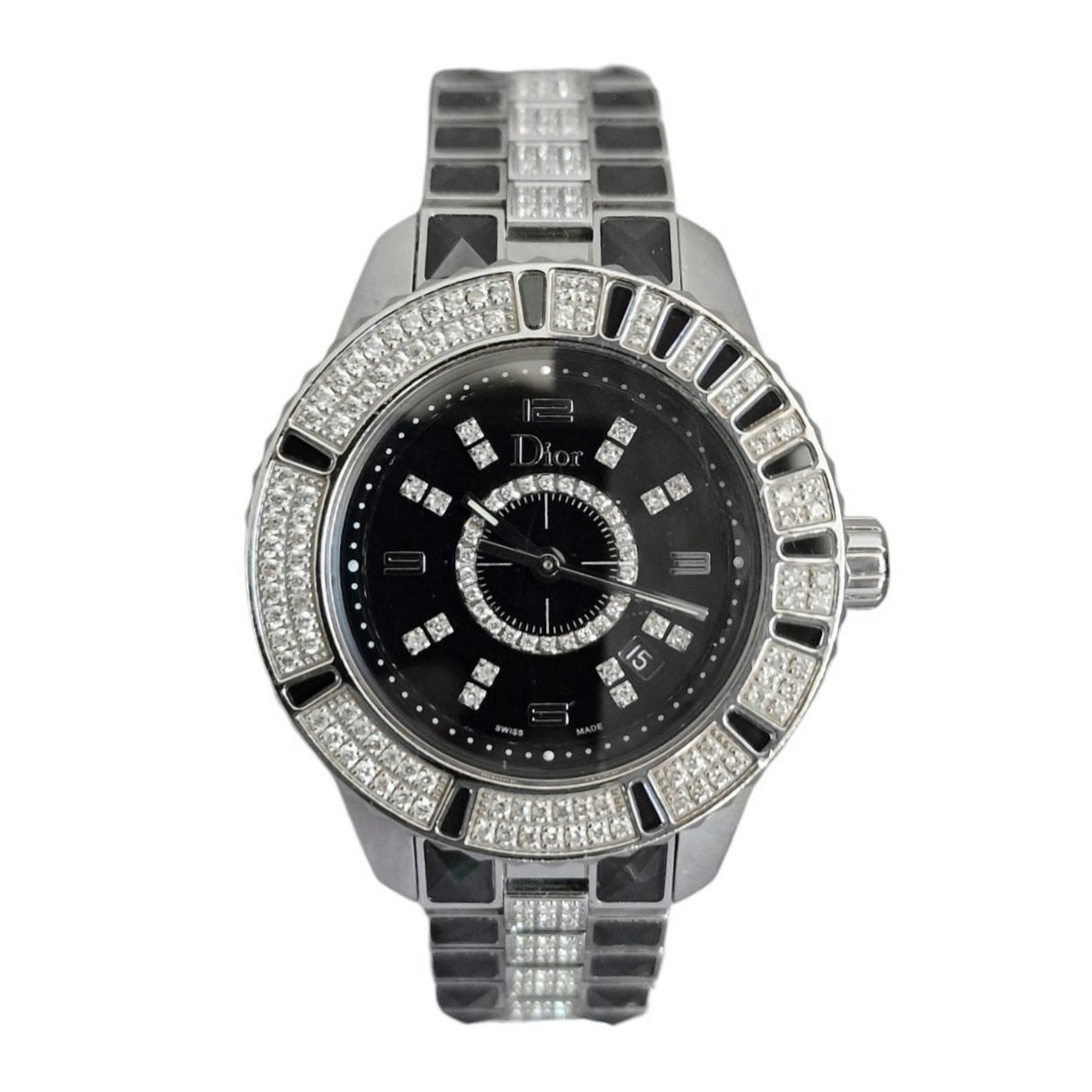 Christian Dior Christal Diamond & Onyx Watch