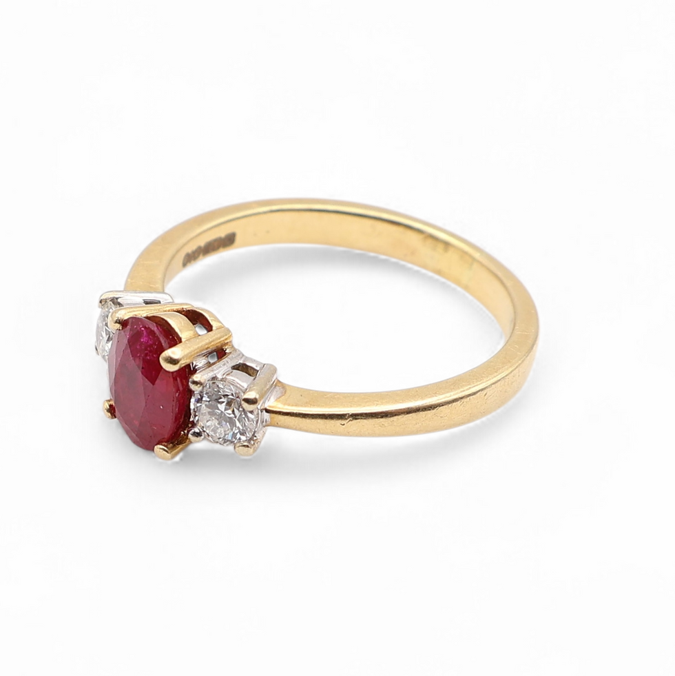 Thumbnail: 18ct Yellow Gold Ruby & Diamond Ring - 1.00ct Ruby