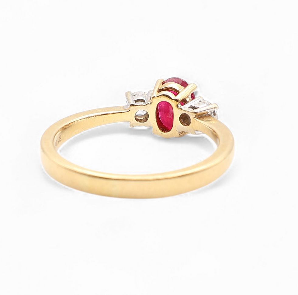 Thumbnail: 18ct Yellow Gold Ruby & Diamond Ring - 1.00ct Ruby