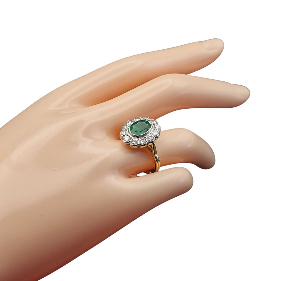 Thumbnail: 18ct Yellow Gold Emerald & Diamond Daisy Ring – 1.78ct Emerald - 1.00ct Diamonds