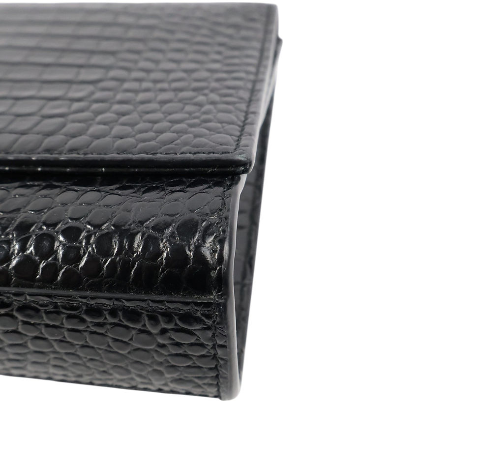 Thumbnail: Saint Laurent Kate Medium Tassel Shoulder Bag in Black Crocodile-Embossed