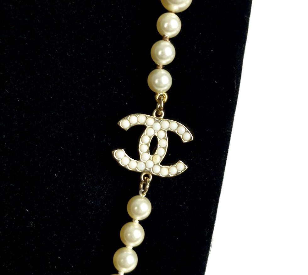 Thumbnail: Chanel Pearl CC Necklace - CZ CC