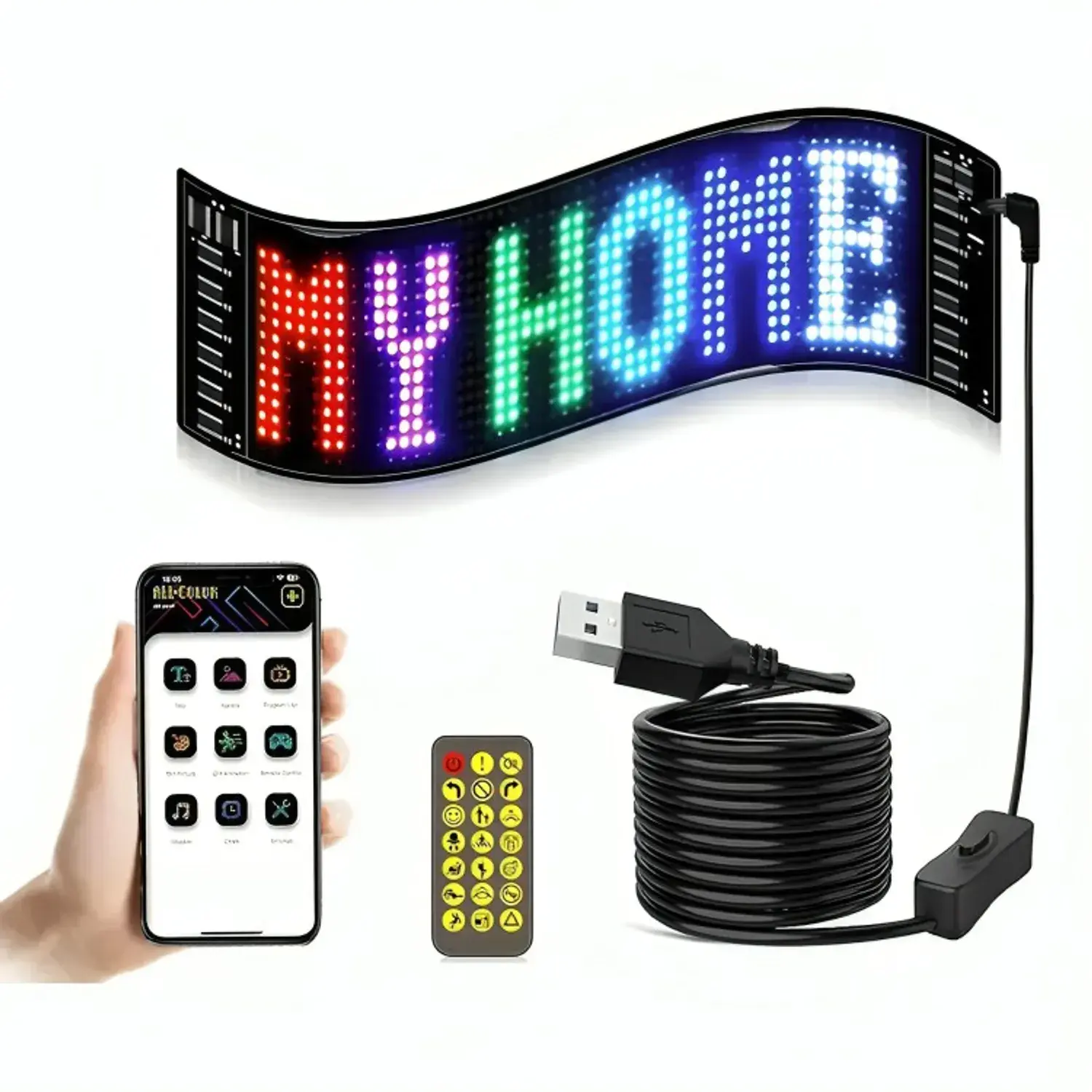 Rotulo Letrero Led 16x64 Flexible Bluetooth Rgb Programable