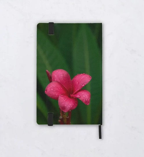 Plumeriarain leatherette journal, back cover