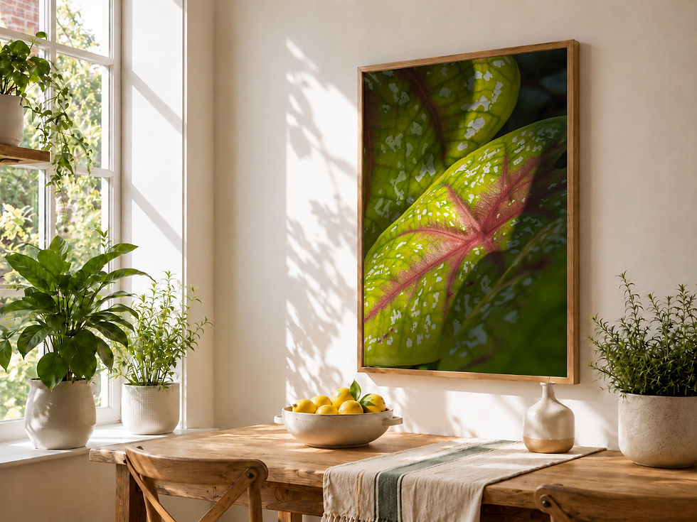 Thumbnail: Speckled Light framed print hanging above a kitchen table