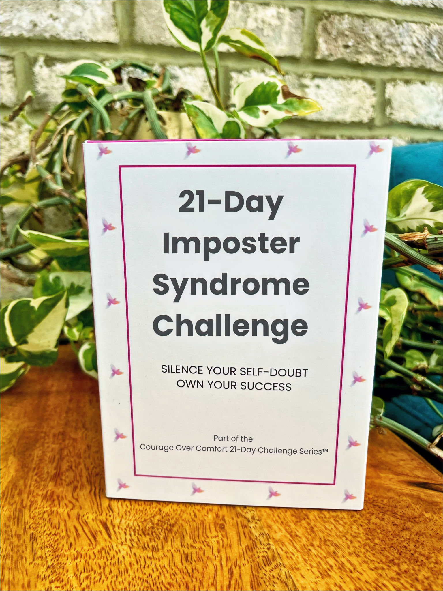 Courage Over Comfort 21-Day Challenge Series™ – Imposter Syndrome card box for confidence and self-belief.