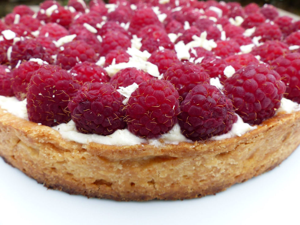 Tarte aux framboises et chocolat bla