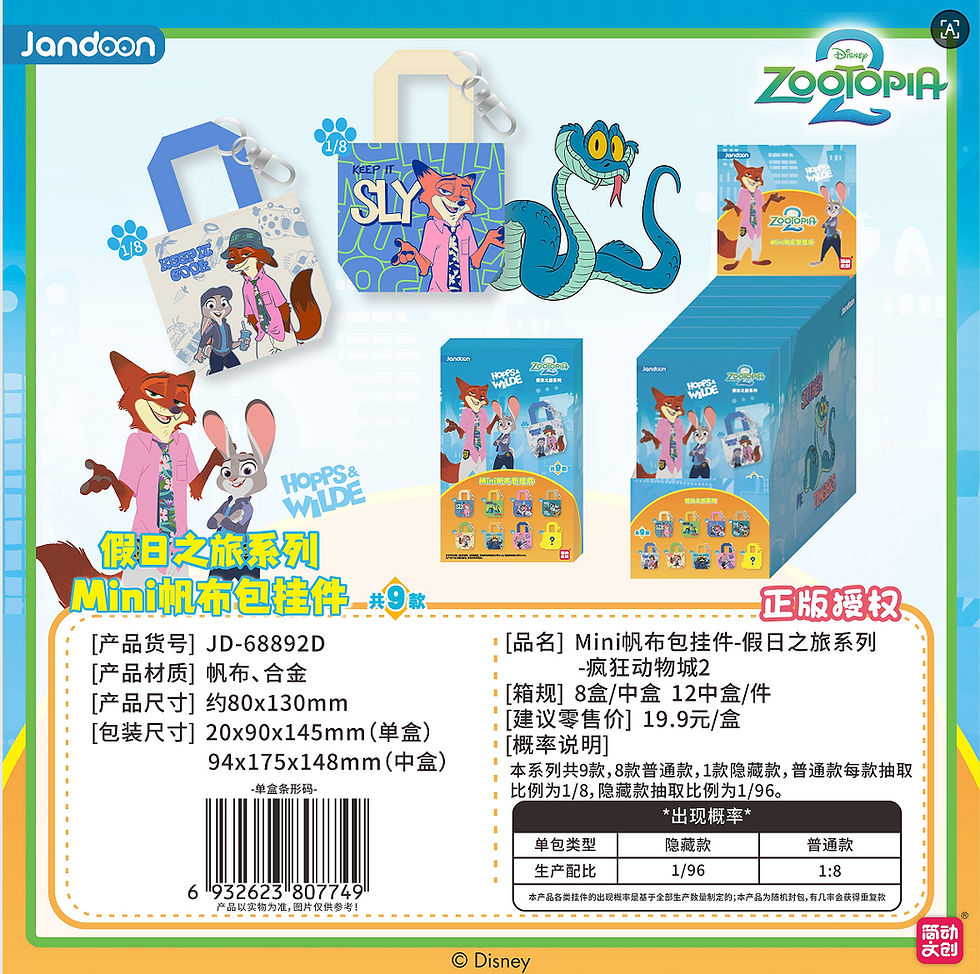Thumbnail: Zootopia 2 Holiday Journey Mini Canvas Bag Charm
