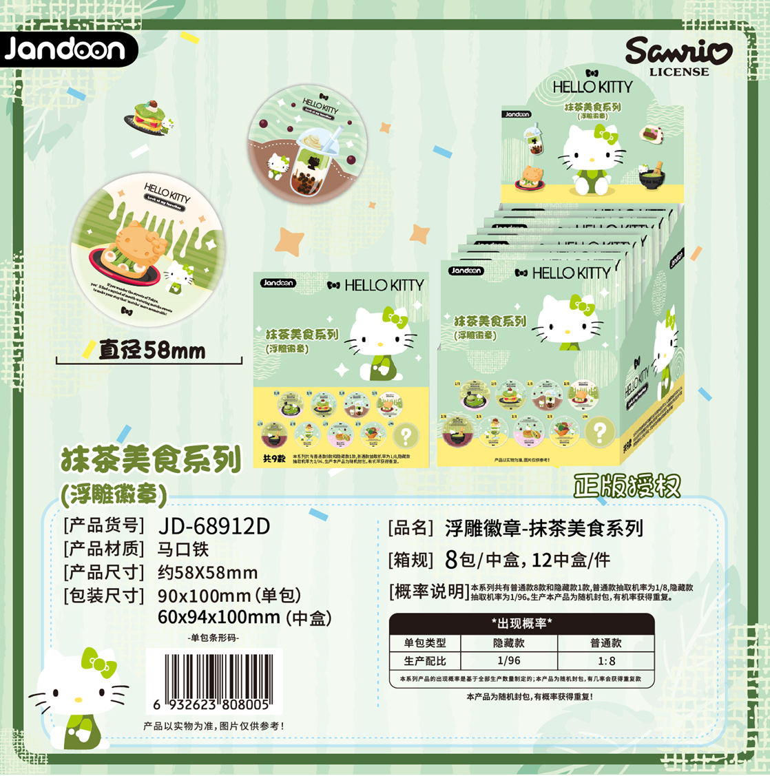 Sanrio Matcha Dessert Embossed Badge Series