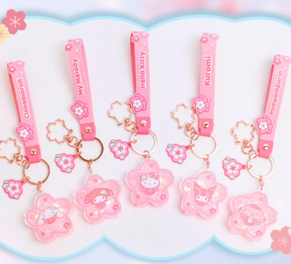 Sanrio Sakura Season Liquid Keychain Series