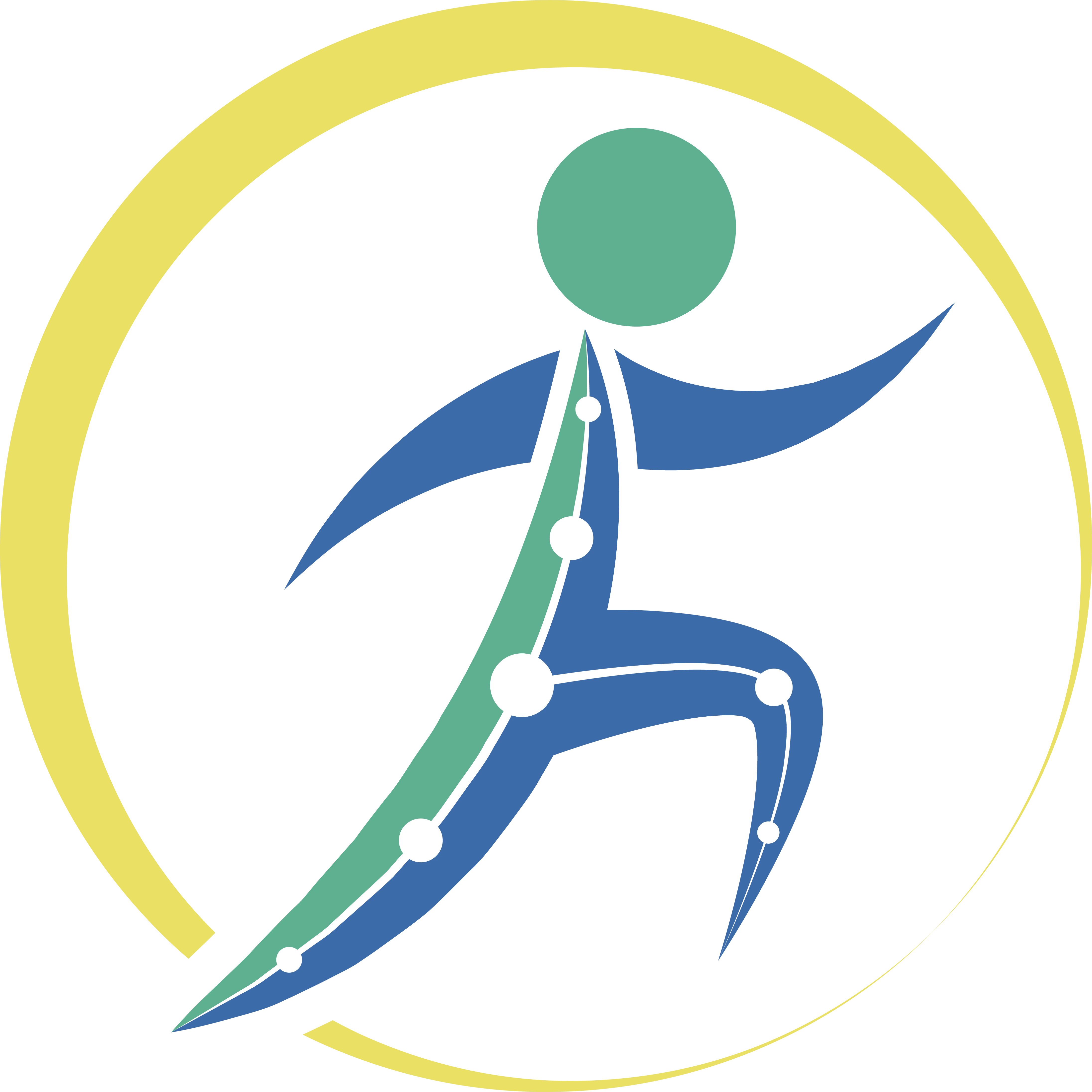 Green, Blue and yellow Person Moving Logo