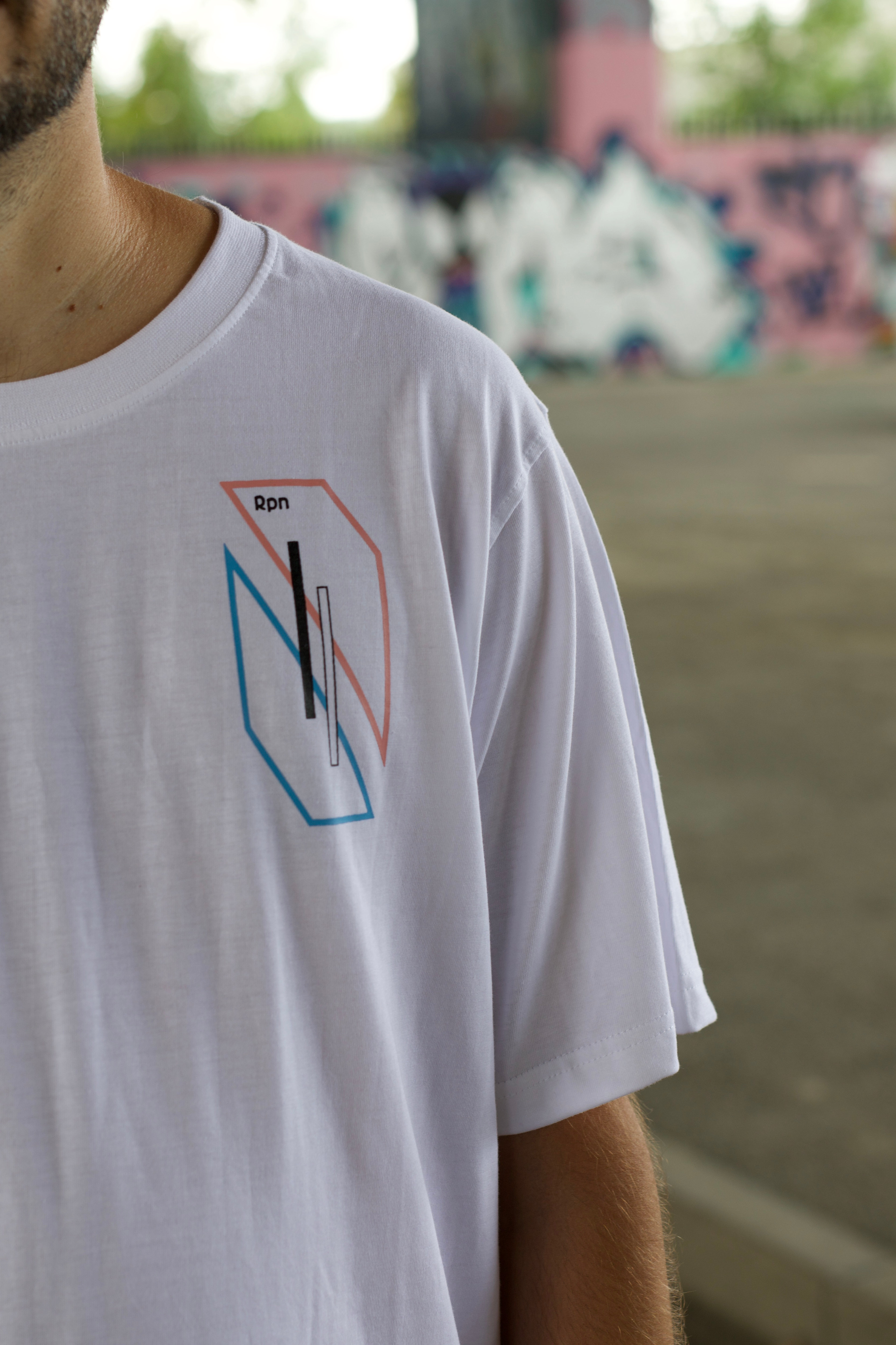 oversized t-shirt in white with Hyper Geo model 2 print | rpnclothing oversized t-shirt in white with Hyper Geo model 2 print | rpnclothing
