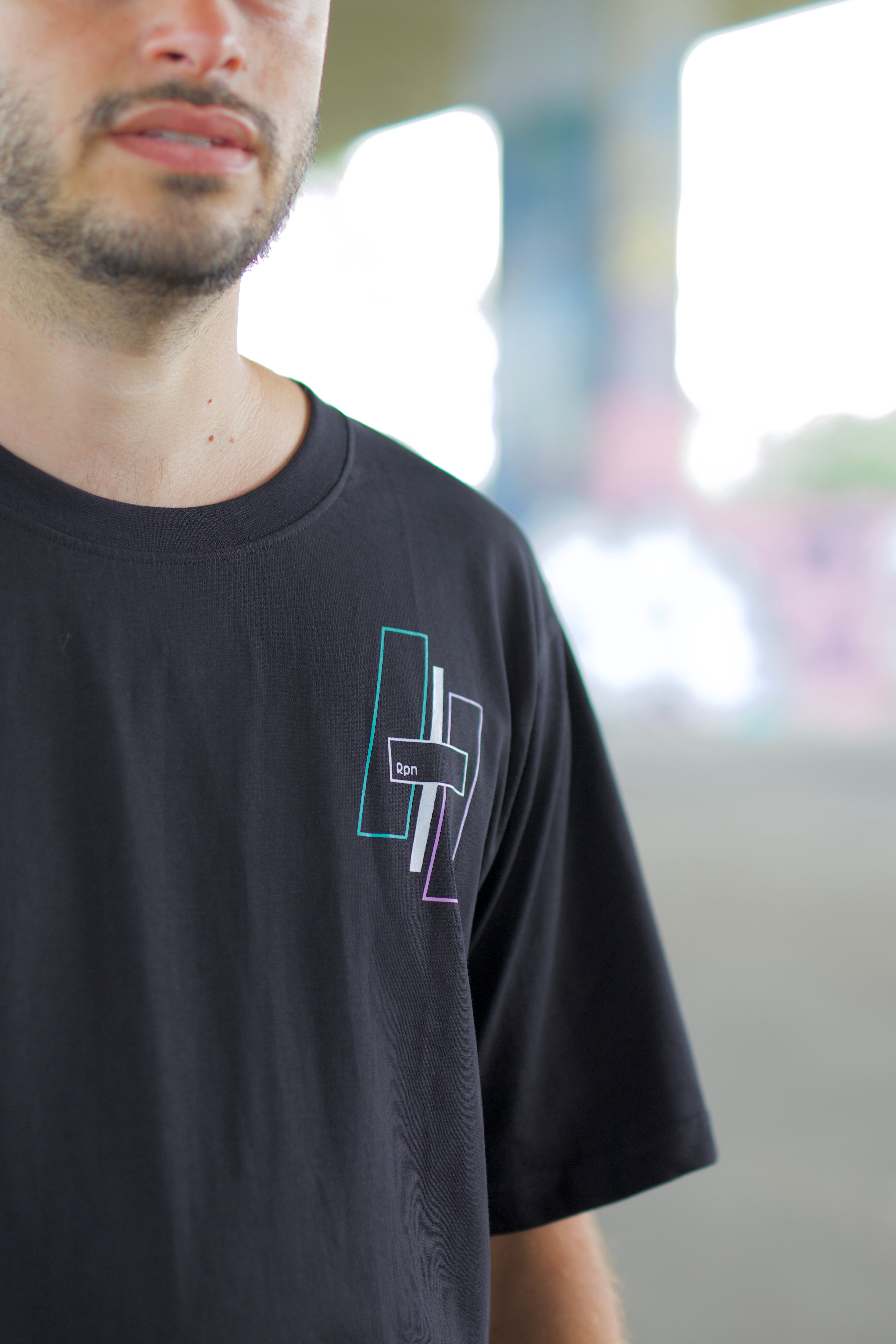 oversized t-shirt in black with Hyper Geo model 1 print | rpnclothing oversized t-shirt in black with Hyper Geo model 1 print | rpnclothing