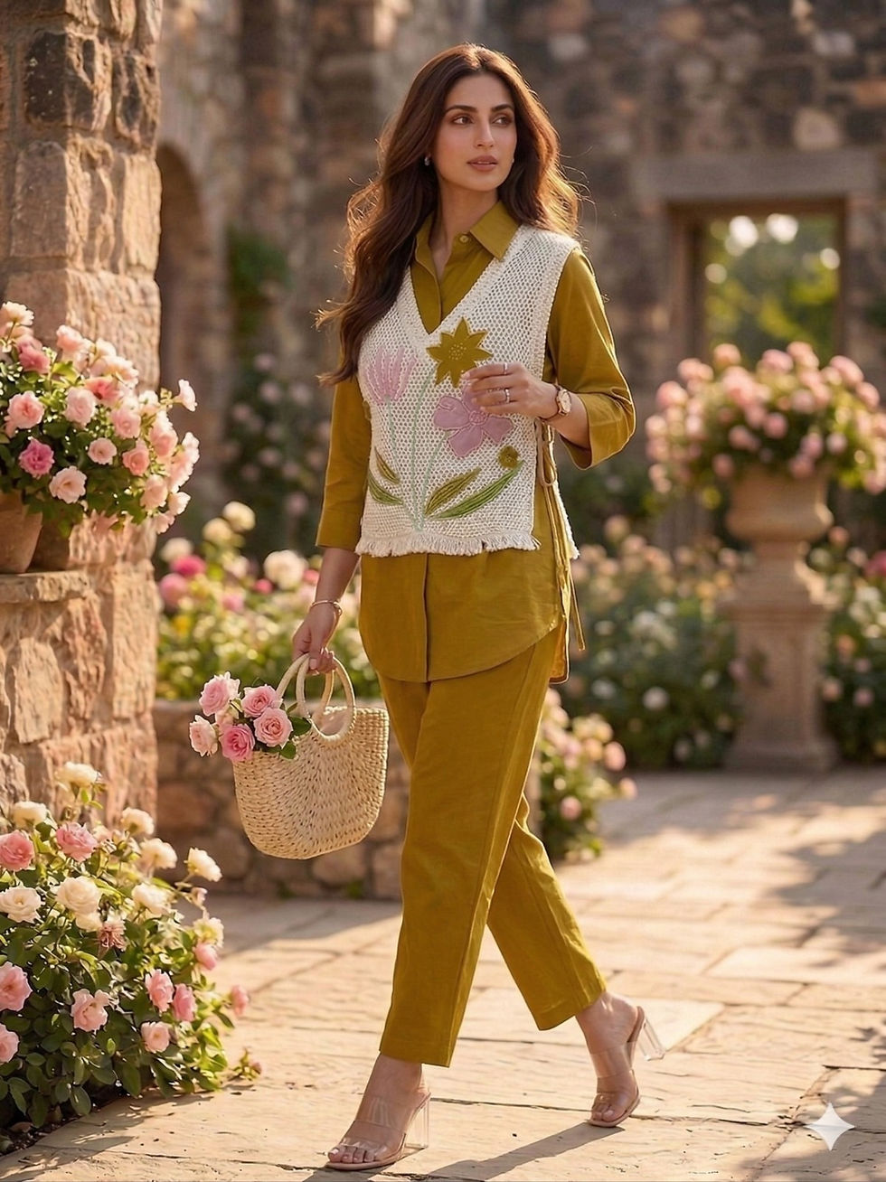 Thumbnail: Mustard Cotton coord with detailing