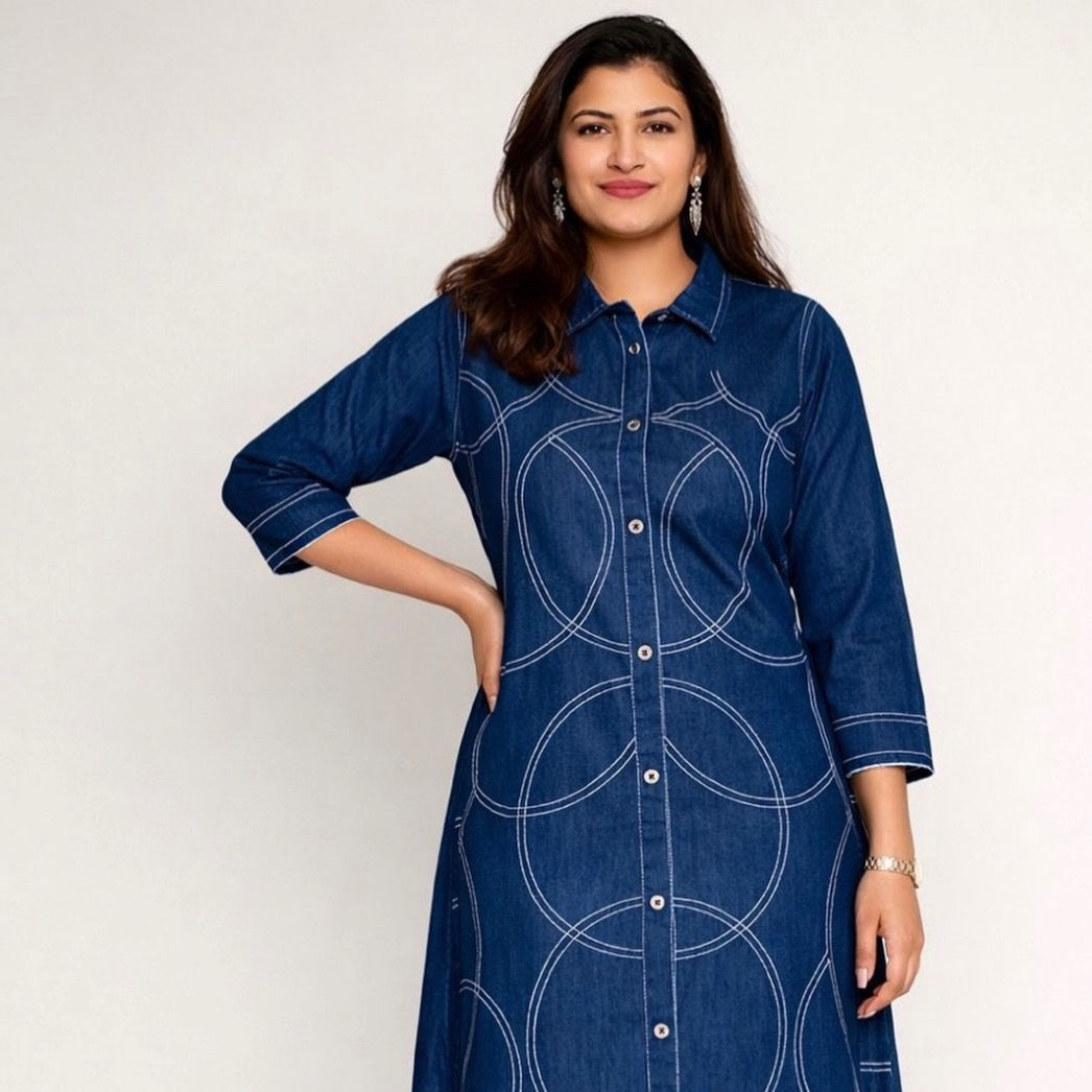Denim Dress with embroidery