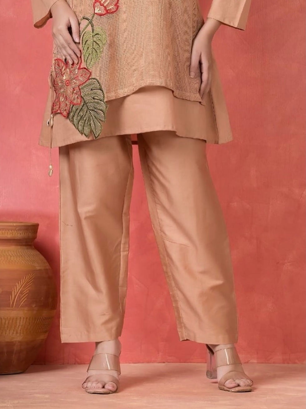 Thumbnail: Peach Cotton Co-ord set with detailing