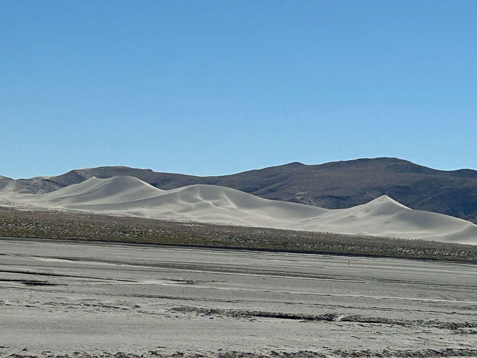 Middlegate is at the intersection of highways 50 and 722.  It was originally a stop on the Pony Express trail.  I had the Pony Express on my mind as I drove across the state as I recently read The Last Ride of the Pony Express by Will Grant, a great read! As Grant shares his experience of crossing the desert from Utah to the Sierras, he shares why the Pony Express was such a bad business model and only lasted 18 months.  There is a bar/restaurant/motel that makes up Middlegate and it is questionable, to say the least.  I read that Stephen King stayed here once and his experience was subsequently included in one of his novels.  I drove into the driveway and back out again and that was enough for me.  The most notable feature of Middlegate is the Shoe Tree.  There are several stories about how this tree started collecting shoes all based on a couple getting into a fight and one throws the other's shoes into the tree which has since inspired hundreds of passersby who are looking for something to do out here to stop and throw somebody's shoes into the tree.    